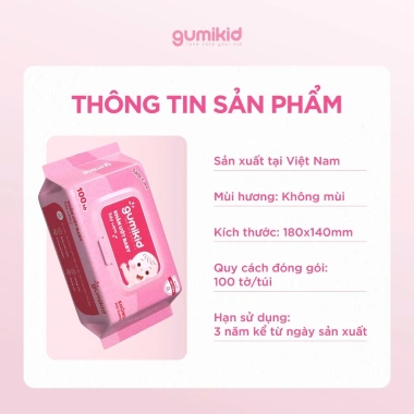 Khăn ướt Gumi không cồn, không parabens cho bé - Thùng 10 gói KID chỉ 102.000đ 3 Khăn ướt Gumi không cồn, không parabens cho bé - Thùng 10 gói KID chỉ 102.000đ 3