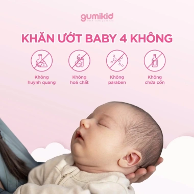 Khăn ướt Gumi không cồn, không parabens cho bé - Thùng 10 gói KID chỉ 102.000đ