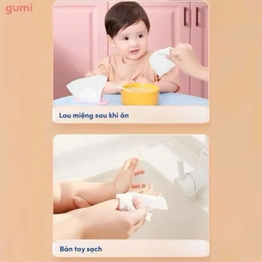 Khăn ướt GUMMI 10 gói đa năng không cồn cao cấp - An toàn, giá chỉ 59.000₫