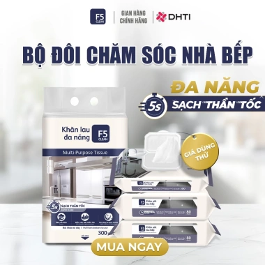 Khăn ướt lau bếp F5 Clean 80 tờ - Sạch mùi bếp, an toàn da tay, giá 150.000₫ 9 Khăn ướt lau bếp F5 Clean 80 tờ - Sạch mùi bếp, an toàn da tay, giá 150.000₫ 9