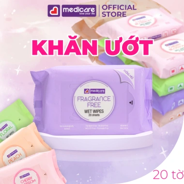 Khăn ướt MEDiCARE du lịch 20 tờ - Giá chỉ 12.000đ, tiện lợi, sạch sẽ, bảo vệ da