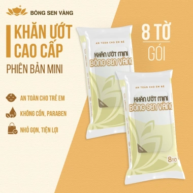 Khăn ướt mini Bông Sen Vàng 8 tờ không cồn, không parabens - Giá chỉ 75.000 VND