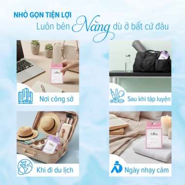 Khăn Ướt Vệ Sinh Phụ Nữ Sollina 20 gói - Khử mùi, An toàn da, Siêu tiện lợi, Giá 95.000