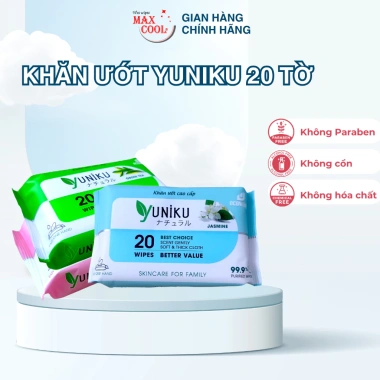 Khăn ướt Yuniku 20 tờ mini bỏ túi, dịu nhẹ không gây kích ứng, giá ưu đãi 8.332₫ 2