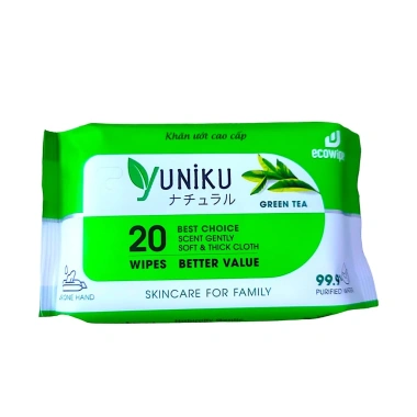 Khăn ướt Yuniku 20 tờ mini bỏ túi, dịu nhẹ không gây kích ứng, giá ưu đãi 8.332₫ 8