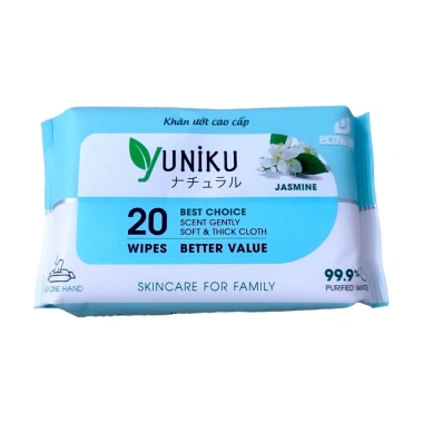 Khăn ướt Yuniku 20 tờ mini bỏ túi, dịu nhẹ không gây kích ứng, giá ưu đãi 8.332₫ 9