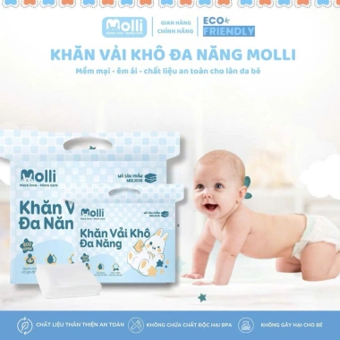 Khăn Vải Khô Đa Năng Molli 900g An Toàn, Mềm Mại Cho Da Bé Tặng Lì Xì, Giảm 20%