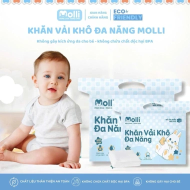 Khăn Vải Khô Đa Năng Molli 900g An Toàn, Mềm Mại Cho Da Bé Tặng Lì Xì, Giảm 20%