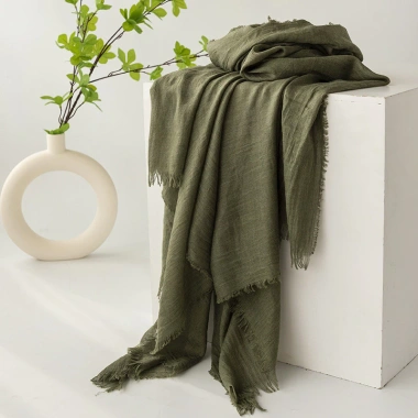 Khăn vải lanh Cotton mùa hè màu trơn – khăn choàng chống nắng, lụa gạc, giá ưu đãi 120.925 VNĐ