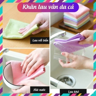 Khăn Vảy Cá Siêu Thấm Hút Nước - Lau Gương, Màn Hình, Bếp Đa Năng, Giá 9.000₫ 4 Khăn Vảy Cá Siêu Thấm Hút Nước - Lau Gương, Màn Hình, Bếp Đa Năng, Giá 9.000₫ 4