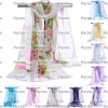 Khăn voan dài HYCEO Khăn choàng mềm quấn bướm lụa 10 màu in hoa chống nắng thời trang Hijab nữ