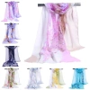 Khăn voan dài HYCEO Khăn choàng mềm quấn bướm lụa 10 màu in hoa chống nắng thời trang Hijab nữ 6