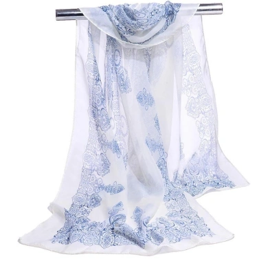Khăn voan dài HYCEO Khăn choàng mềm quấn bướm lụa 10 màu in hoa chống nắng thời trang Hijab nữ