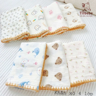Khăn Xô 4 Lớp TitBebe Dày Dặn, Mềm Mại, Thấm Hút, Thoáng Khí - Giá ưu đãi 337.5k