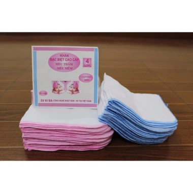 Khăn xô sữa Kiba 2‑3‑4 lớp cho bé sơ sinh, bịch 10 khăn mềm mại, lau nhẹ, giảm giá 35.880₫ 3
