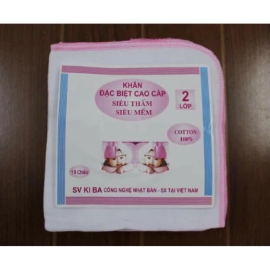 Khăn xô sữa Kiba 2‑3‑4 lớp cho bé sơ sinh, bịch 10 khăn mềm mại, lau nhẹ, giảm giá 35.880₫ 4