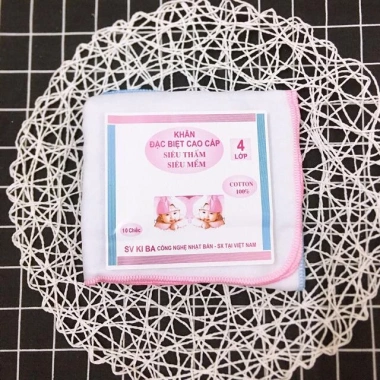 Khăn xô sữa Kiba 2‑3‑4 lớp cho bé sơ sinh, bịch 10 khăn mềm mại, lau nhẹ, giảm giá 35.880₫ 8