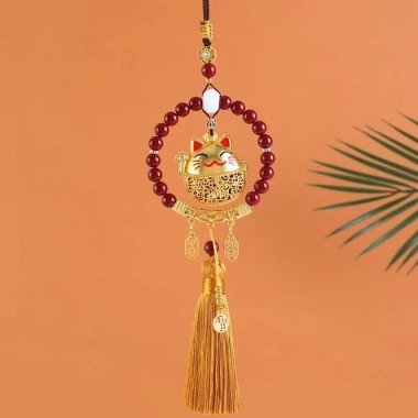 Khánh Mèo Thần Tài May Mắn - Tài Lộc, Bình An, Xe Hơi Gương Chiếu Hậu 125k