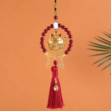 Khánh Mèo Thần Tài May Mắn - Tài Lộc, Bình An, Xe Hơi Gương Chiếu Hậu 125k