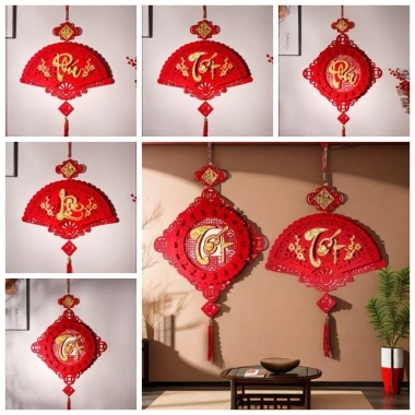 Khánh quạt nhung chữ Phúc Lộc Thọ treo Tết - Đồ decor Tết giá ưu đãi 18.000đ