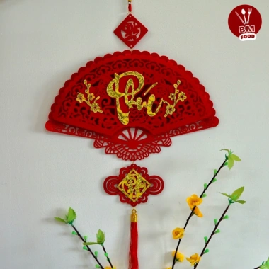 Khánh quạt nhung chữ Phúc Lộc Thọ treo Tết - Đồ decor Tết giá ưu đãi 18.000đ