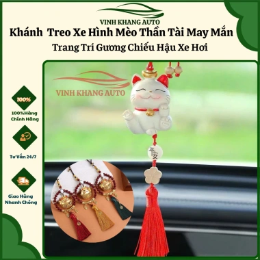 Khánh Treo Mèo Thần Tài Vinh Khang Auto - Trang Trí Gương Chiếu Hậu, May Mắn Tài Lộc, Giá 52.000đ