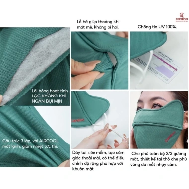 Khẩu trang 2 lớp CARDINA lõi bông hoạt tính lọc không khí, bảo vệ mắt nhạy cảm, chống tia UV - chỉ 47.000
