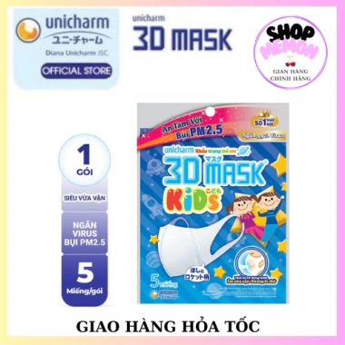 Khẩu Trang 3D KID Unicharm 5 miếng - Bảo vệ tối ưu, Công nghệ 3D, Giá 45.000₫