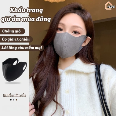 Khẩu Trang 3D Lót Lông Cừu Ấm Áp Co Giãn 4 Chiều – 2 Lớp Kháng Khuẩn Thoáng Khí, Chống Bụi, Giặt Được – 48k