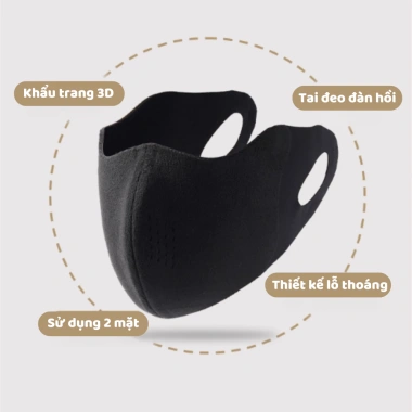 Khẩu Trang 3D Lót Lông Cừu Ấm Áp Co Giãn 4 Chiều – 2 Lớp Kháng Khuẩn Thoáng Khí, Chống Bụi, Giặt Được – 48k