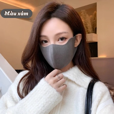Khẩu Trang 3D Lót Lông Cừu Ấm Áp Co Giãn 4 Chiều – 2 Lớp Kháng Khuẩn Thoáng Khí, Chống Bụi, Giặt Được – 48k
