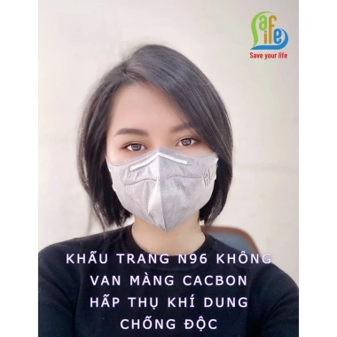 Khẩu trang 3D N96+ Carbon không van Safelife Việt Nam, chống PM2.5, giặt lại được, hộp 10 cái 110k