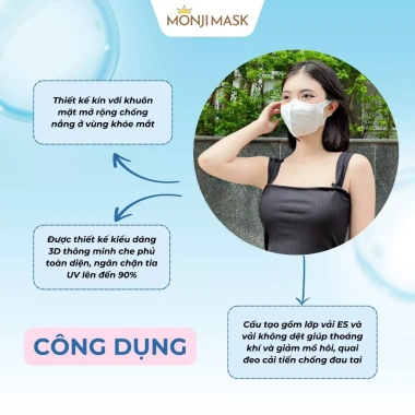Khẩu Trang 3D Pro Monji Cao Cấp 100 chiếc - Công Nghệ Nhật Bản 3 lớp lọc khuẩn, chống UV, quai đeo, chỉ 40.999đ