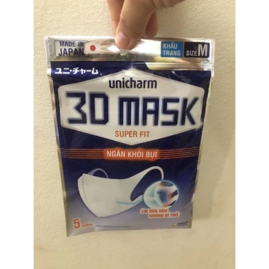 Khẩu Trang 3D Unicharm Ngăn Khói Bụi Gói 5 Miếng Giá Chỉ 19.500 VND