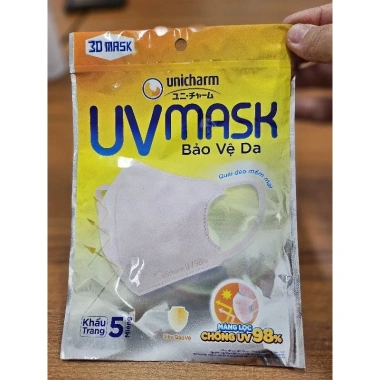 Khẩu trang 3D Unicharm UV chống tia UV - Gói 5 miếng chỉ 21.000₫ 2