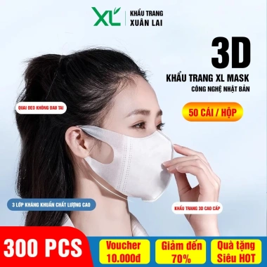 Khẩu Trang 3D XL 300 chiếc - 6 hộp, vải chống nắng cao cấp, quai mềm không đau tai - Giá chỉ 30.000 VND 3 Khẩu Trang 3D XL 300 chiếc - 6 hộp, vải chống nắng cao cấp, quai mềm không đau tai - Giá chỉ 30.000 VND 3