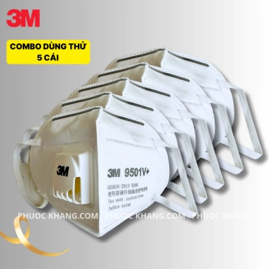 Khẩu trang 3M 9.501V+ KN95, van một chiều, chống PM2.5, vi khuẩn, hiệu suất 95% - Giá 120.000đ