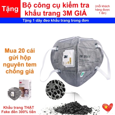 Khẩu trang 3M 9.541V N95 KN95 than hoạt tính, lọc 95% PM2.5, van thở, chống ô nhiễm, bảo vệ phòng dịch - chỉ 10.000₫