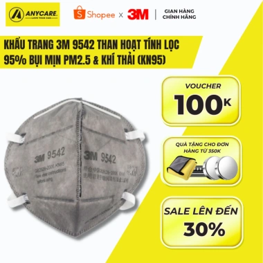 Khẩu Trang 3M KN95 9.542 Lọc 95% Bụi PM2.5 - Giá Khuyến Mãi 29.999₫