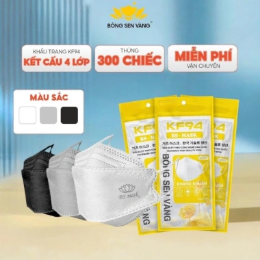 Khẩu Trang 4L 4D KF94 Bông Sen Vàng - Thùng 300 cái chính hãng, kháng khuẩn, chống UV 156.800 VND