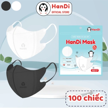 Khẩu trang 5D HanDi 3 lớp kháng khuẩn, chống bụi mịn 100/200 chiếc chỉ 39.998₫