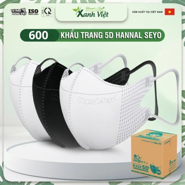 Khẩu trang 5D Hanna Seyo 3 lớp lọc bụi mịn kháng khuẩn - 500-600 chiếc, bảo vệ hô hấp, giảm giá 159k 2 Khẩu trang 5D Hanna Seyo 3 lớp lọc bụi mịn kháng khuẩn - 500-600 chiếc, bảo vệ hô hấp, giảm giá 159k 2
