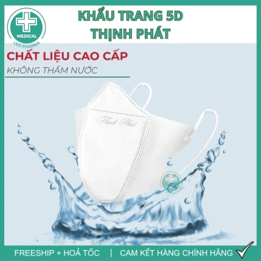Khẩu trang 5D Thịnh Phát 100 chiếc 3 lớp kháng khuẩn dễ thở chống bụi mịn 25.000đ