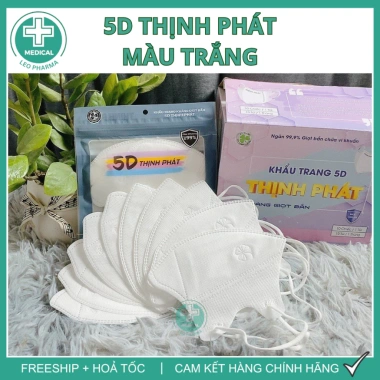 Khẩu trang 5D Thịnh Phát 100 chiếc 3 lớp kháng khuẩn dễ thở chống bụi mịn 25.000đ