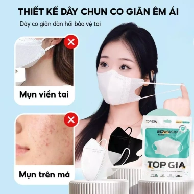 Khẩu Trang 5D Top Gia Cao Cấp - Chống UV, Ngăn Bụi Mịn, Thoáng Khí, Kháng Khuẩn - Giá 50.000 VND 6