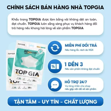 Khẩu Trang 5D Top Gia Cao Cấp - Chống UV, Ngăn Bụi Mịn, Thoáng Khí, Kháng Khuẩn - Giá 50.000 VND 9