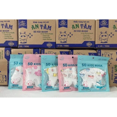 Khẩu Trang 5D Trẻ Em 3 Lớp Kháng Khuẩn Cao Cấp - Hộp 100 chiếc, Giá 42.000đ