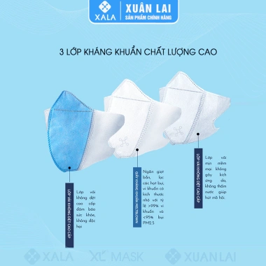 Khẩu trang 5D XL 300 chiếc - 3 lớp kháng khuẩn, chống bụi mịn, tia UV, bảo vệ da mặt - 71.200đ 2
