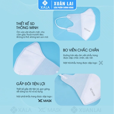 Khẩu trang 5D XL 300 chiếc - 3 lớp kháng khuẩn, chống bụi mịn, tia UV, bảo vệ da mặt - 71.200đ 4