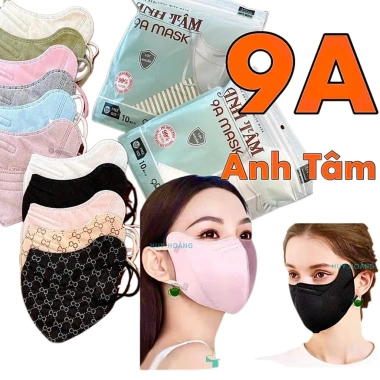 Khẩu trang 9A ANH TÂM 5 lớp chống nắng gò má, che kín mặt - 100 chiếc, giá 16.720₫